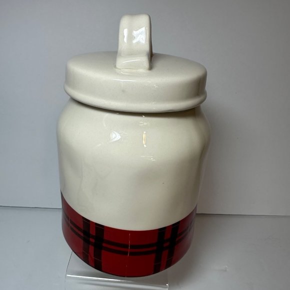 Rae Dunn 7" YUM Canister Buffalo Plaid By Magenta Artisan Collection Christmas - Picture 2 of 11